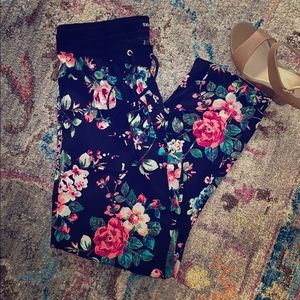 Express drawstring silky floral pants